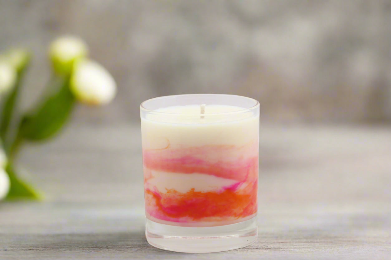 scented soy candle. Luxury fragrance. Marbled effect and home fragrance and decor