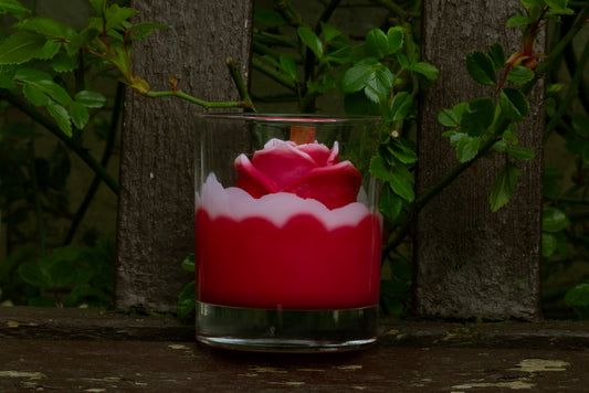 Unique soy Rose candle to elevate any occasion. Special gift and home decor ide